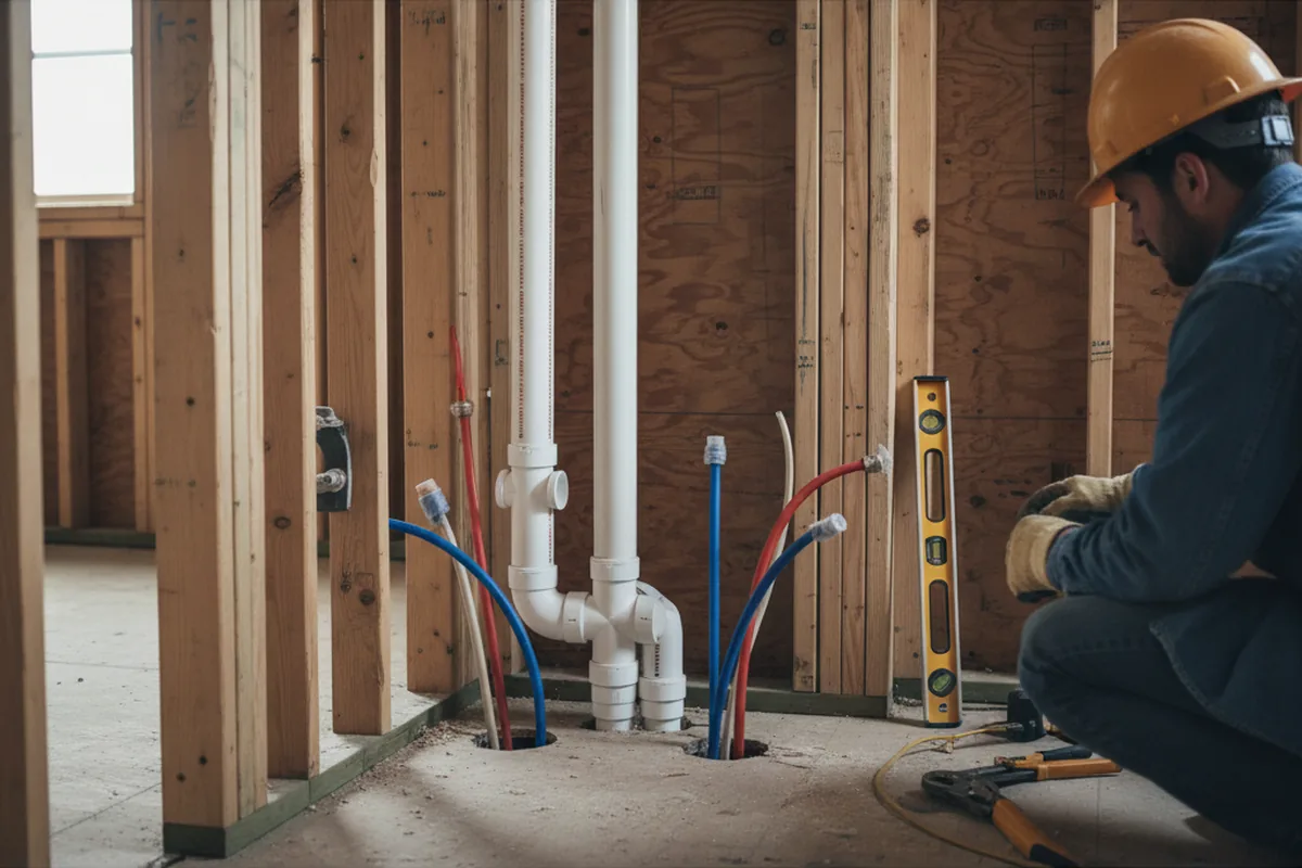 Drain and supply rough-in during Sump Pump Repair in Clayville